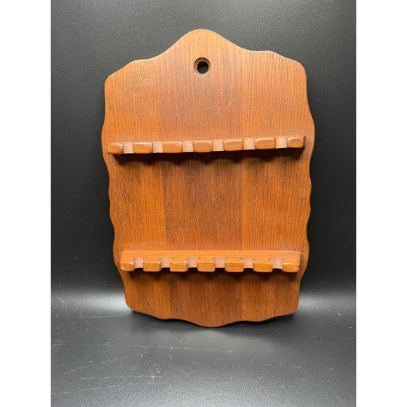 Woodcraftery Wall Mount Spoon Display Rack Holder 2 Tier Rustic Wood 10.5x7 - Picture 3 of 5